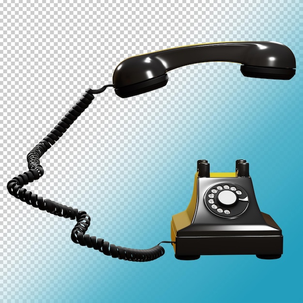 PSD fundo transparente do telefone 3d estilizado do vintage