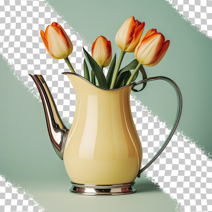 PSD fundo transparente isola creme de metal vintage com uma tulipa