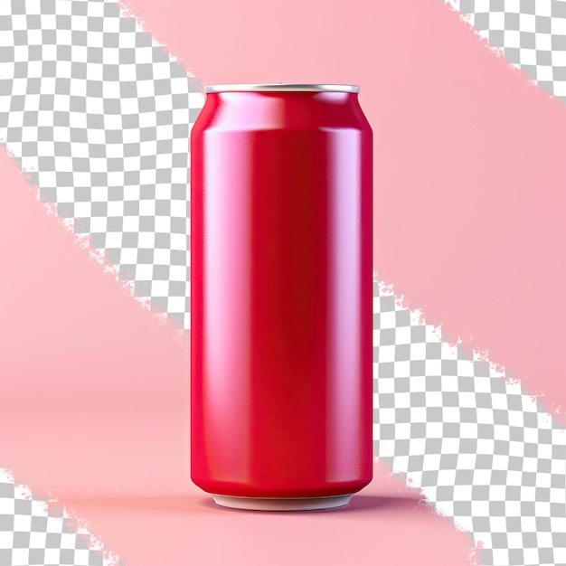 PSD fundo transparente isolado com lata de refrigerante vermelha de alumínio