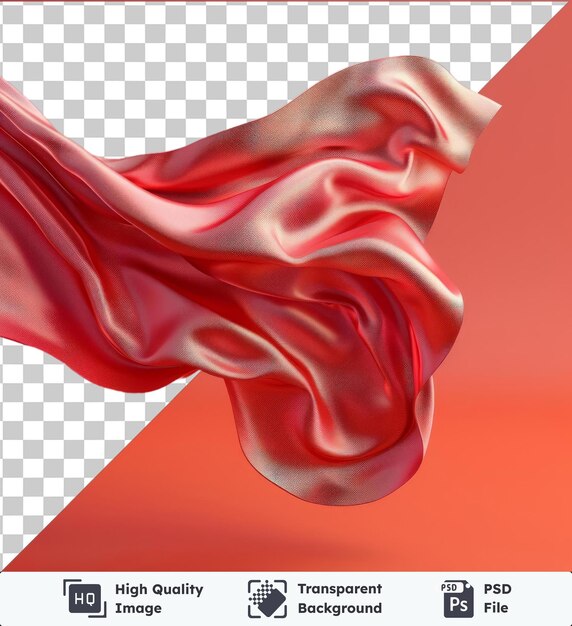 PSD fundo transparente mockup psd de um tecido de seda vermelho voador