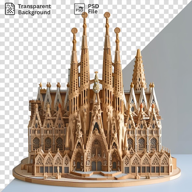 PSD fundo transparente modelo 3d da sagrada família com um edifício