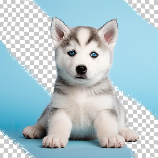 PSD fundo transparente mostrando filhote de husky siberiano isolado