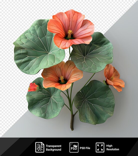 PSD fundo transparente png e psd flor de nasturtium