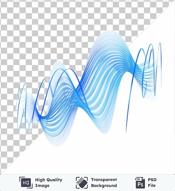 PSD fundo transparente psd energia pulso onda vetor símbolo onda azul sonora em um fundo isolado