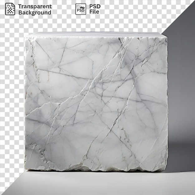 PSD fundo transparente psd escultores fotográficos realistas bloco de mármore em um fundo transparente contra uma parede cinza e branca