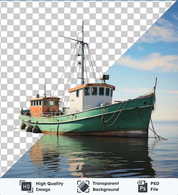 PSD fundo transparente psd fotográfico realista barco de pesca do pescador