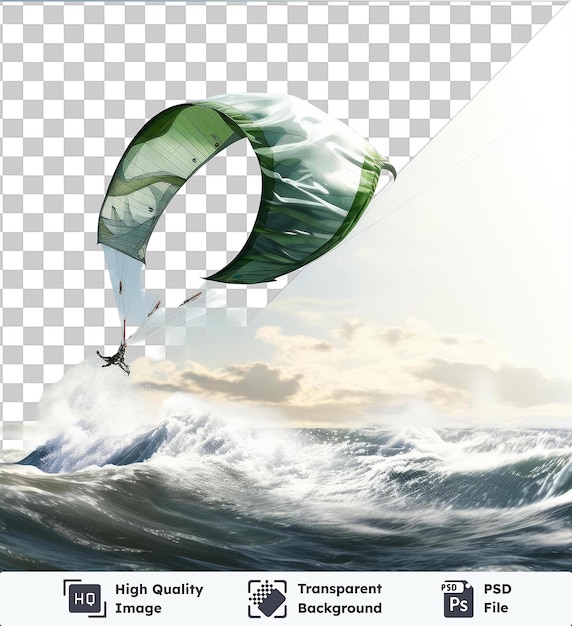 Fundo transparente psd fotográfico realista kite surfer_s kite voando