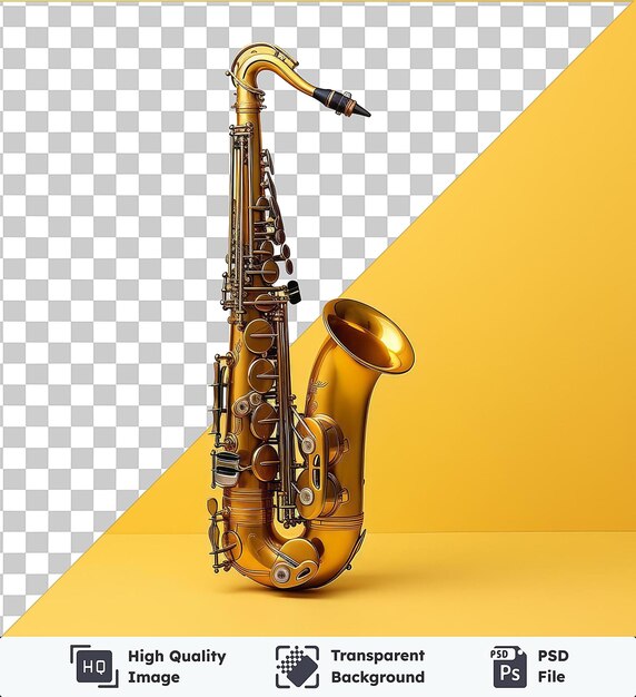 Fundo transparente psd fotográfico realista saxofone do músico de jazz