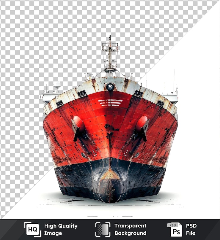 PSD fundo transparente psd nave de contêineres vista frontal isolado céu branco como fundo