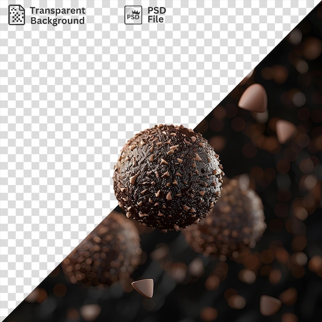 PSD fundo transparente psd trufas de chocolate escuro ricas em fundo preto