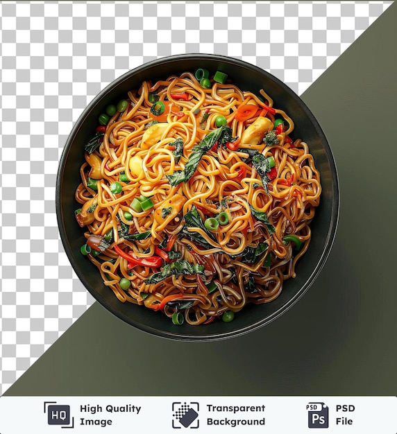 Fundo transparente psd vegetal yaki soba macarrão em uma tigela