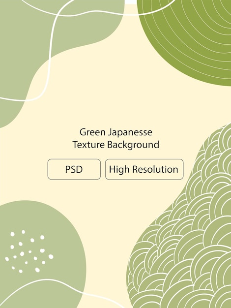PSD fundo verde de textura japonesa com padrões naturais e design exclusivo