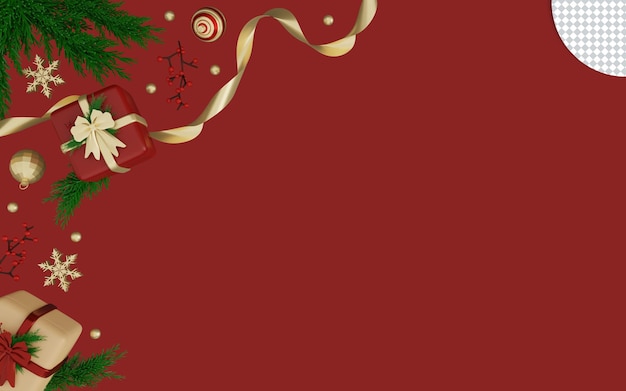 PSD fundo vermelho de natal 3d