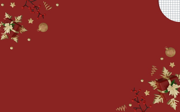 PSD fundo vermelho de natal 3d