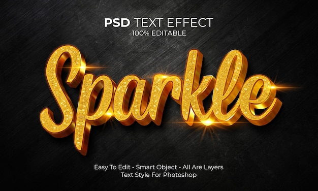 PSD funkelnder 3d-texteffekt