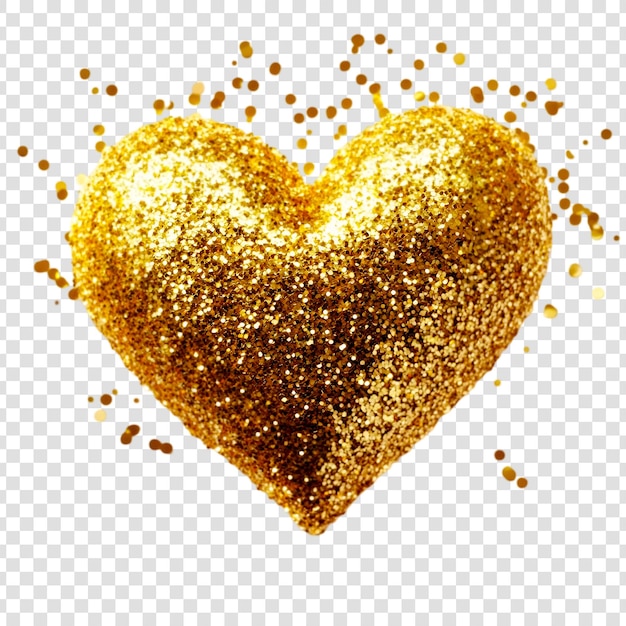 Funkelndes Goldherz-Design für Valentinstag oder besondere Anlässe auf durchsichtigem Hintergrund