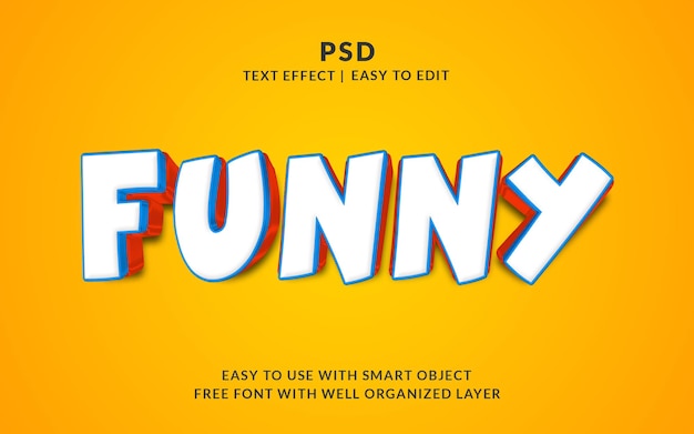 Funny 3d editable text effect style psd