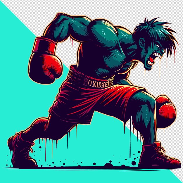 Funny angry kick boxer adequado para logotipo ou mascote impressões pod t-shirt arquivo psd transparente