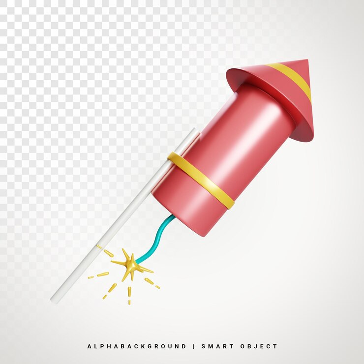 PSD fuochi d'artificio razzo 3d illustrazione