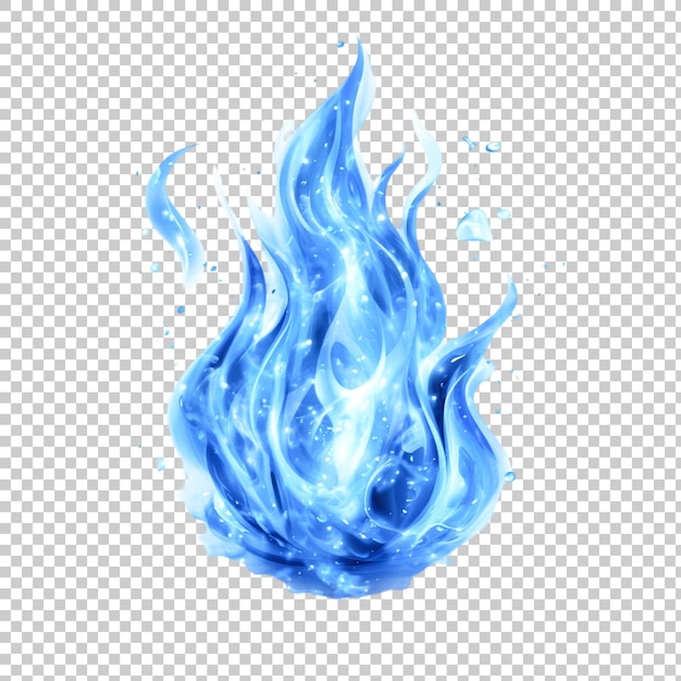 Fuoco blu isolato su sfondo trasparente
