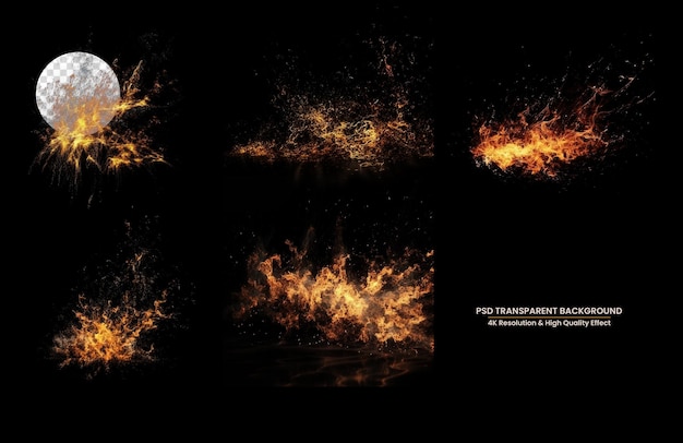 Fuoco Fiamma e fuoco vorticoso su sfondo nero
