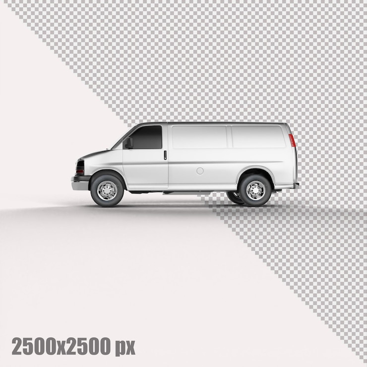 PSD furgone da carico bianco realistico in rendering 3d
