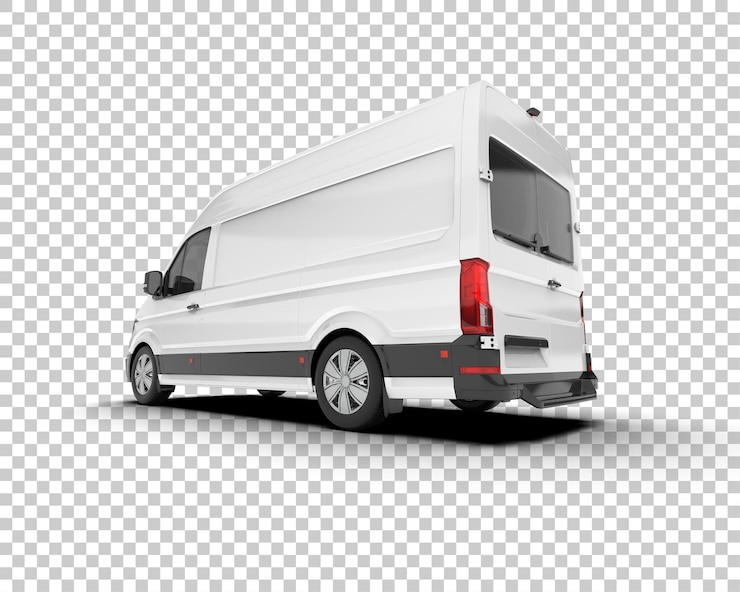 PSD furgoneta de carga en la ilustración de renderizado 3d de fondo transparente
