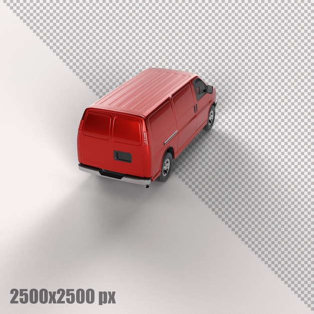 PSD furgoneta de carga roja realista en render 3d