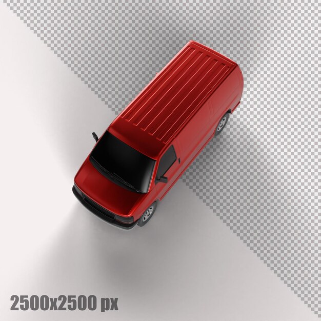 Furgoneta de carga roja realista en render 3d