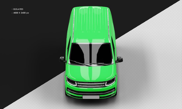 Furgoneta de transporte verde brillante realista aislada desde la vista frontal superior