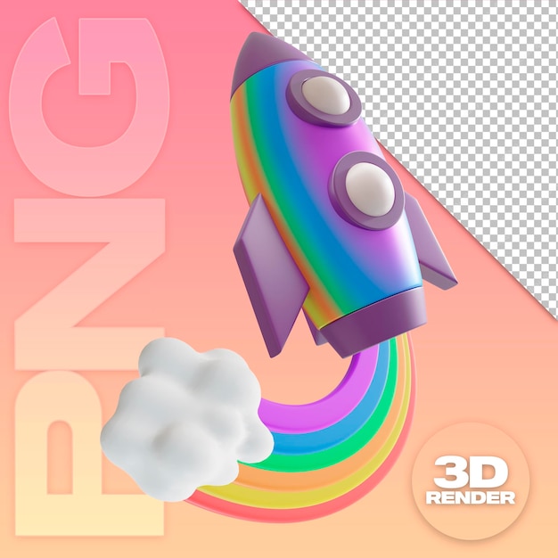 Fusée 3D Couleurs arc-en-ciel LGBTQ