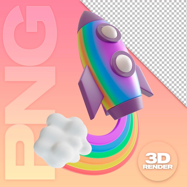 PSD fusée 3d couleurs arc-en-ciel lgbtq