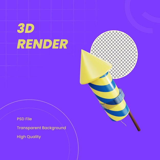 PSD fusée de nouvel an en rendu 3d