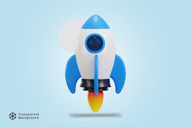 fusée spatiale volante avec feu craché lancement de vaisseau spatial illustration vectorielle de l'icône de rendu 3D