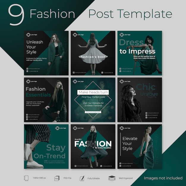 Fusion fashion instagram post und feed vorlagen soziale medien fashion post vorlage