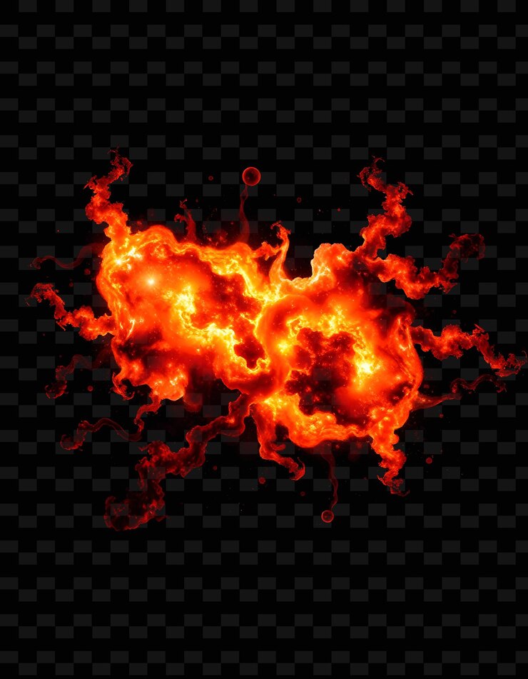 PSD fusión galáctica que choca con rojo y naranja ardiente que muestra formas distorsionadas fondo de neón png
