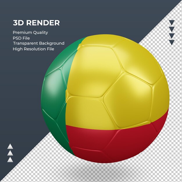 Fußball-benin-flagge realistische 3d-rendering-rechte ansicht