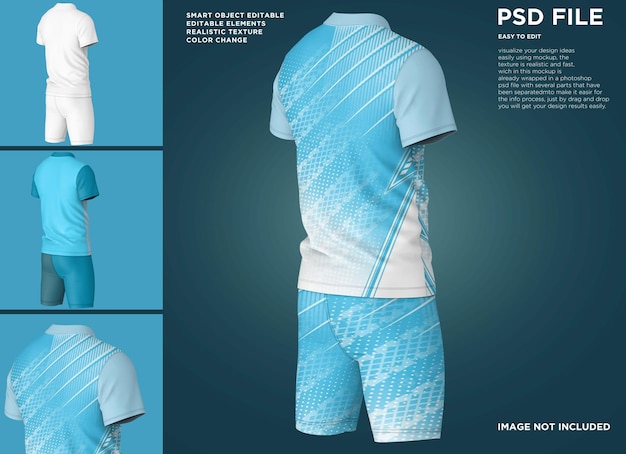 PSD fußball fullset kurzärmel vneck mockup