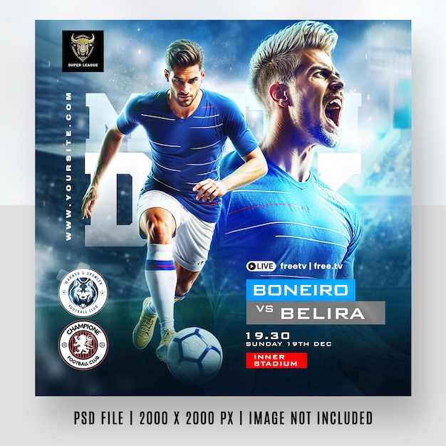 Fußball-Fußball-Spieltag-Flyer-Poster und Social-Media-Post-Banner Instagram-Promotionsvorlagen