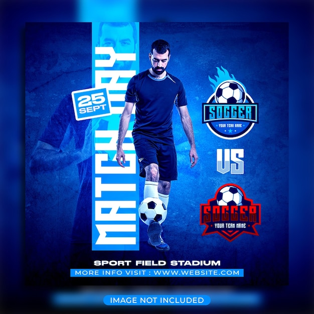 Fußball-Fußball-Spieltag-Flyer und Social-Media-Banner-Vorlage