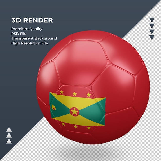 Fußball grenada flagge realistische 3d-rendering rechte ansicht