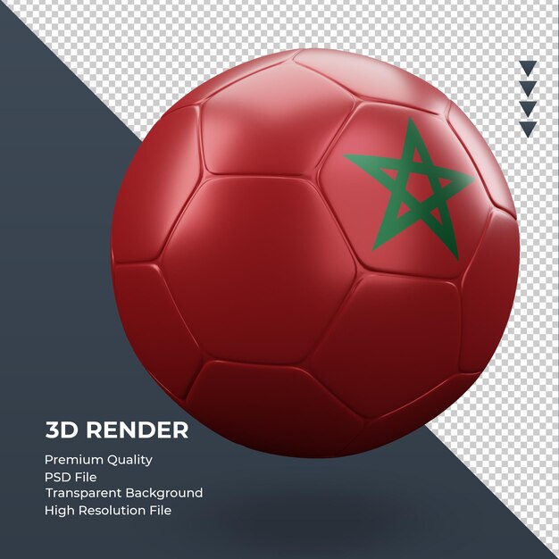 Fußball Marokko Flagge realistische 3D-Rendering linke Ansicht