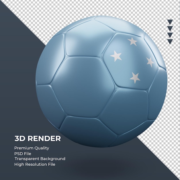Fußball-mikronesien-flagge realistische 3d-rendering linke ansicht