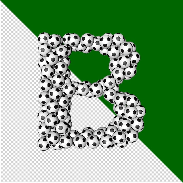 Fußball-sammlungssymbol. 3d-buchstabe b