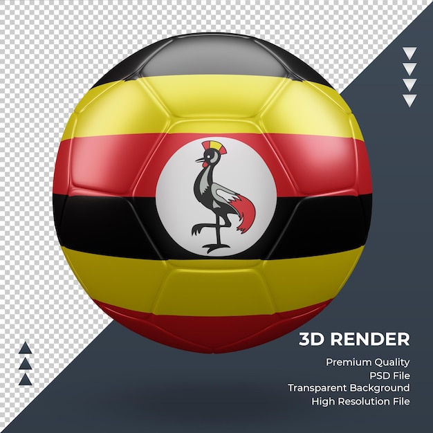 PSD fußball-uganda-flagge realistische 3d-rendering-vorderansicht