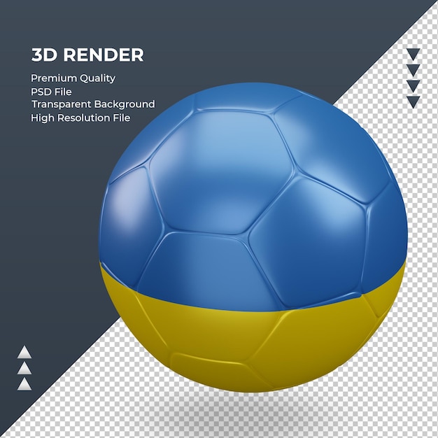 Fußball ukraine flagge realistische 3d-rendering rechte ansicht