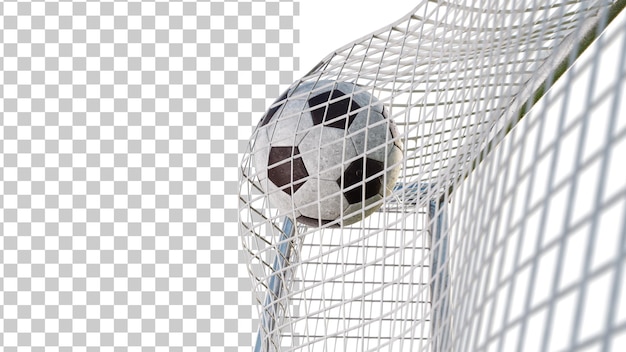 Fußball-Weltmeisterschaft Fußball im Tornetz Fußball fliegt ins Ziel 3D-Rendering