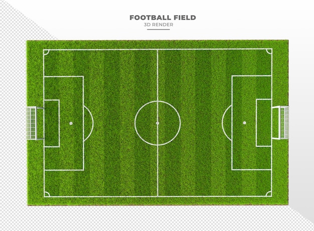 Fußballplatz mit Gras und Tor in 3D-Darstellung