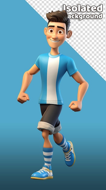 PSD fußballspieler 3d-cartoon-figur isolierter hintergrund animierte figur