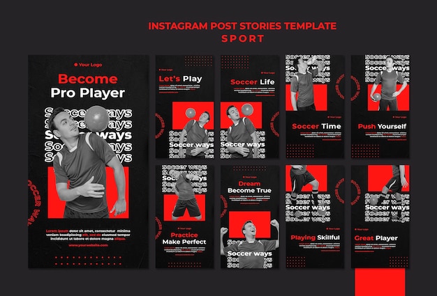 Fußballspieler Instagram Geschichten Vorlage